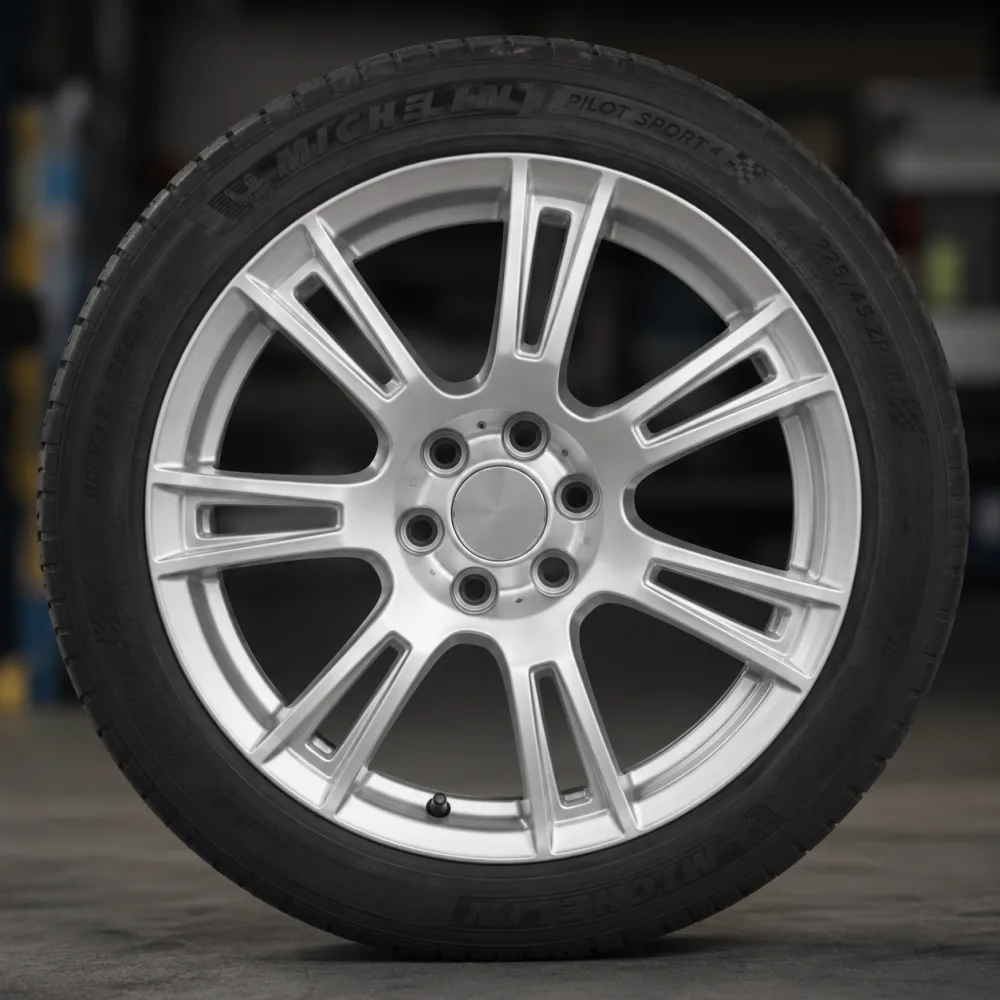 Korrekt riktat hjul monterat på bilen